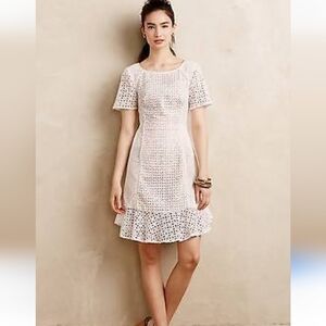 Anthropologie HD In Paris George White Eyelet Dress Size 2